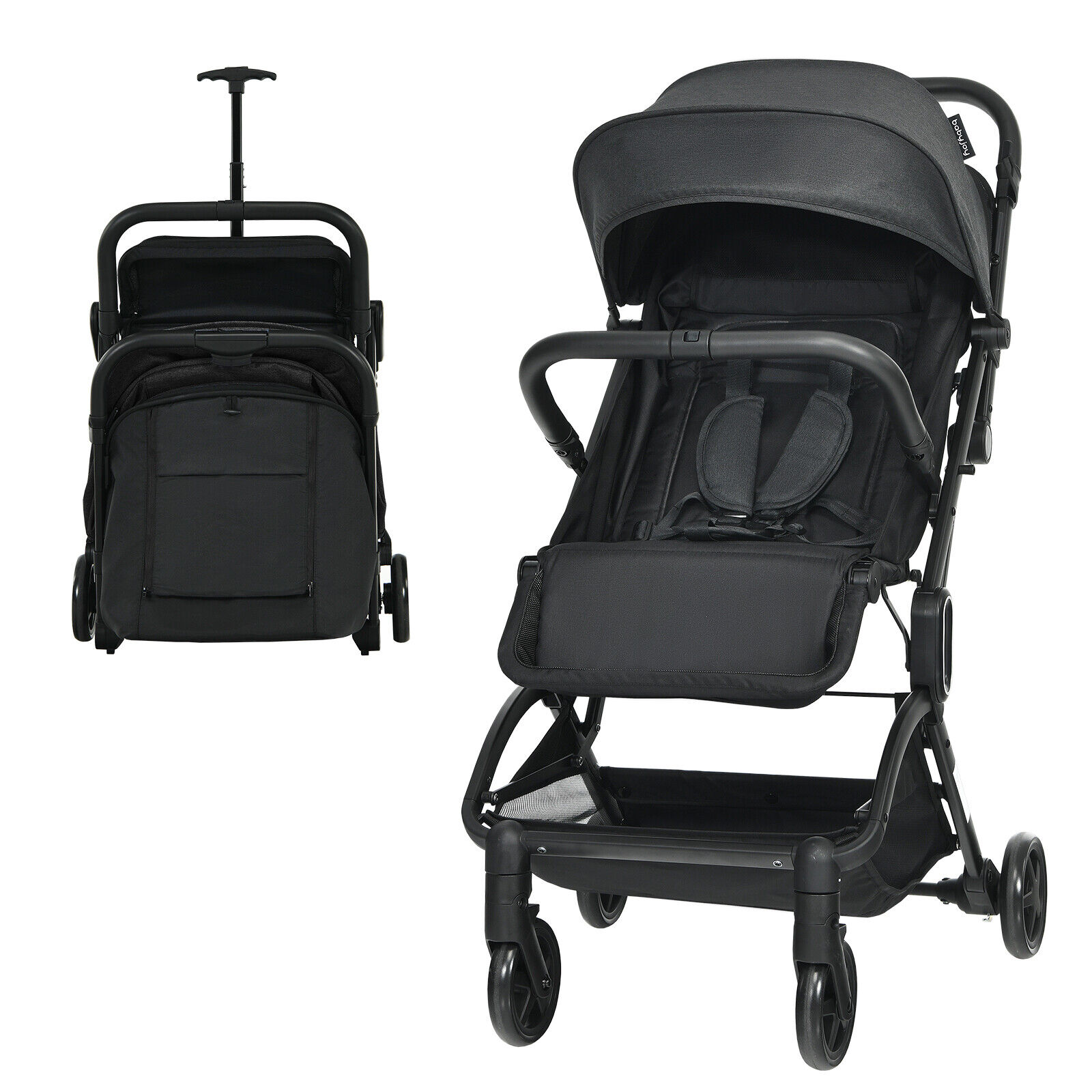 Babyjoy Lightweight Baby Stroller Foldable Travel Stroller For Airplane Black