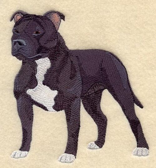 Large Embroidered Zippered Tote - Staffordshire Bull Terrier C4894