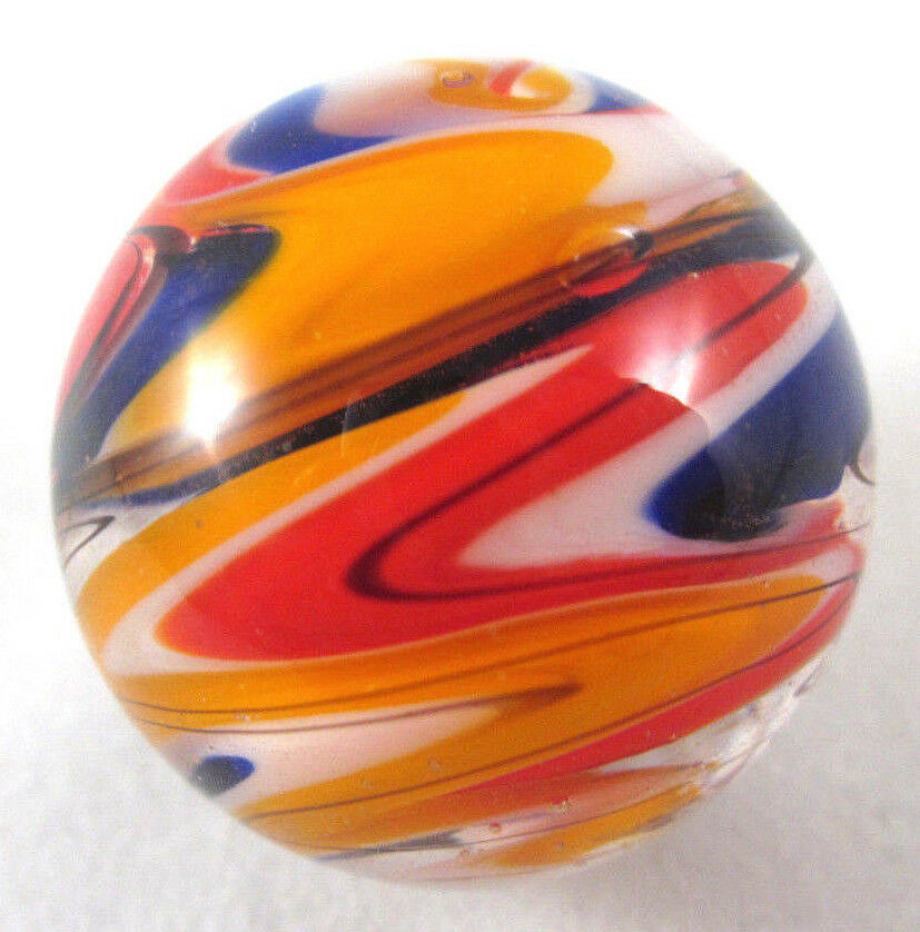 25mm Wurlitzer Handmade Art Glass Red Blue Design Marbles Ball Large 1" Shooter