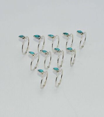 Wholesale 11pc 925 Solid Sterling Silver Blue Turquoise Ring Lot D398