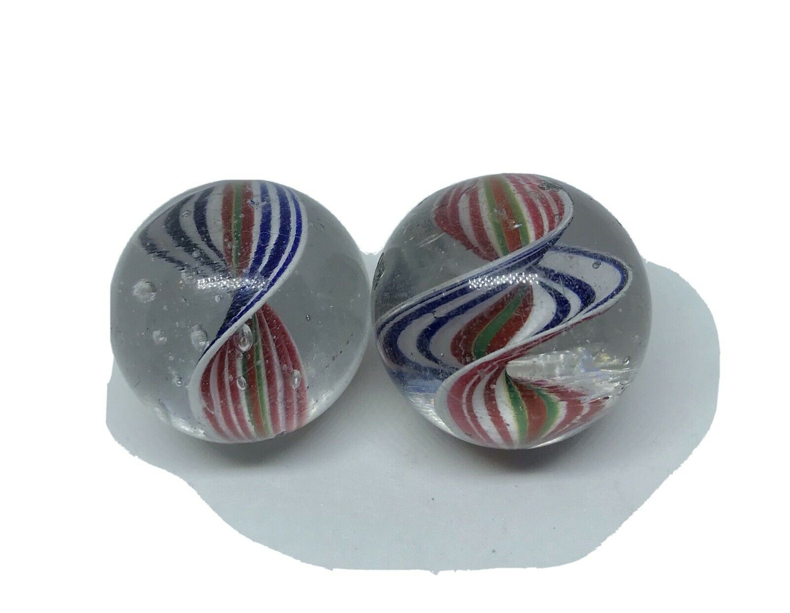 Large Same Cane Naked Ribbon Swirl Marbles 1 3/8” +.8.8 And 8.9 Original Surface