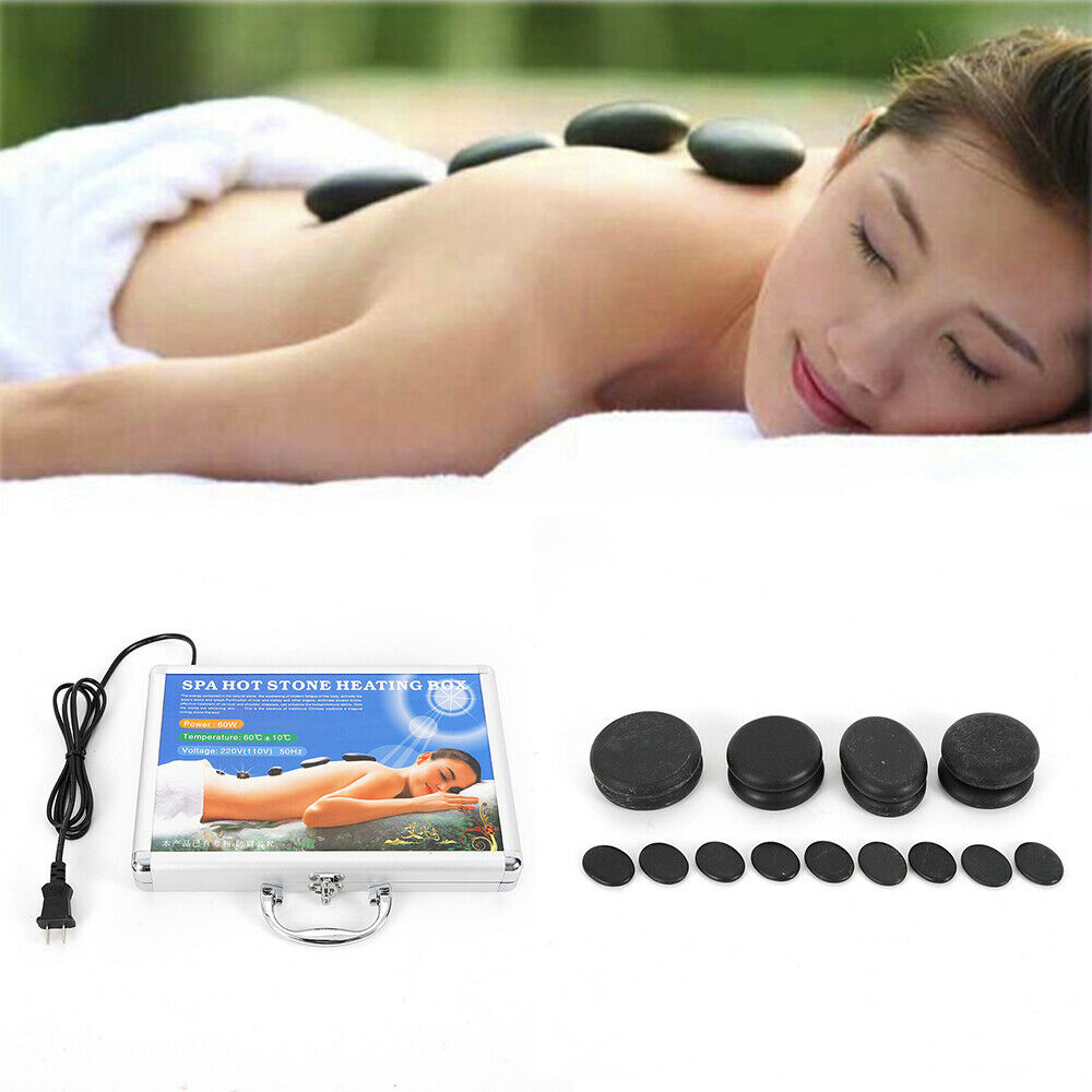 16pcs Hot Massage Stone Set Natural Stone Massage Beauty Belt Heater Box