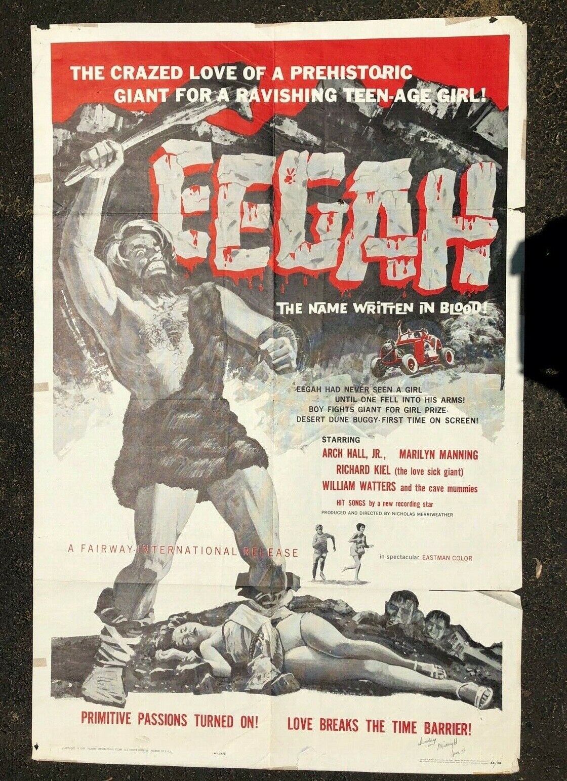 Eegah One Sheet Movie Poster-horror ( 41" X 27")1962 -good