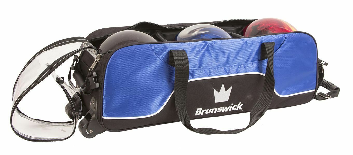Brunswick Crown Black/blue Slim Triple 3 Ball Tote Bowling Bag