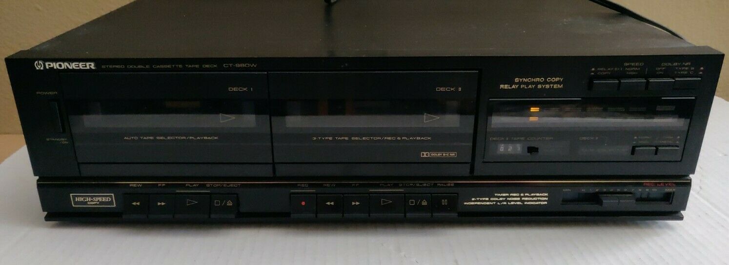 Pioneer Ct-980w Stereo Double Cassette Deck Dual Tape Player Recorder L@@k!