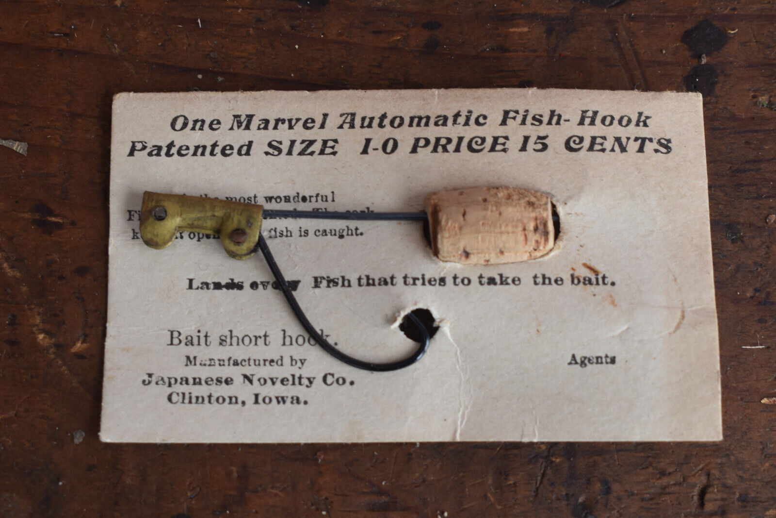 Vintage Nos Rare Early Japanese Novelty Co Marvel Automatic Fish Hook On Card