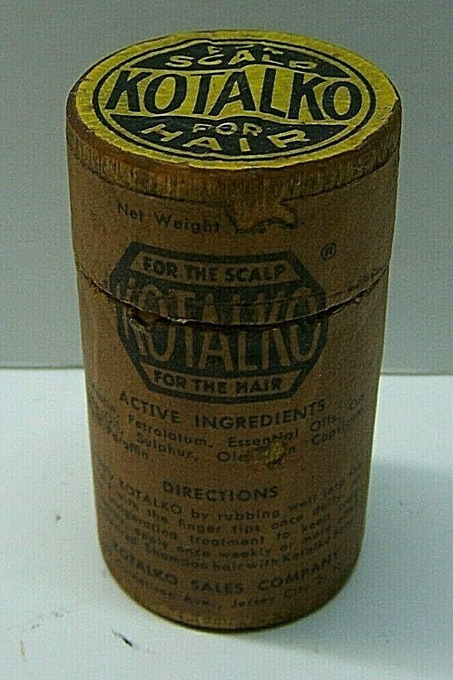 Kotalko Scalp & Hair Treatment Wood Container Bottle 3" Tall Small Vintage