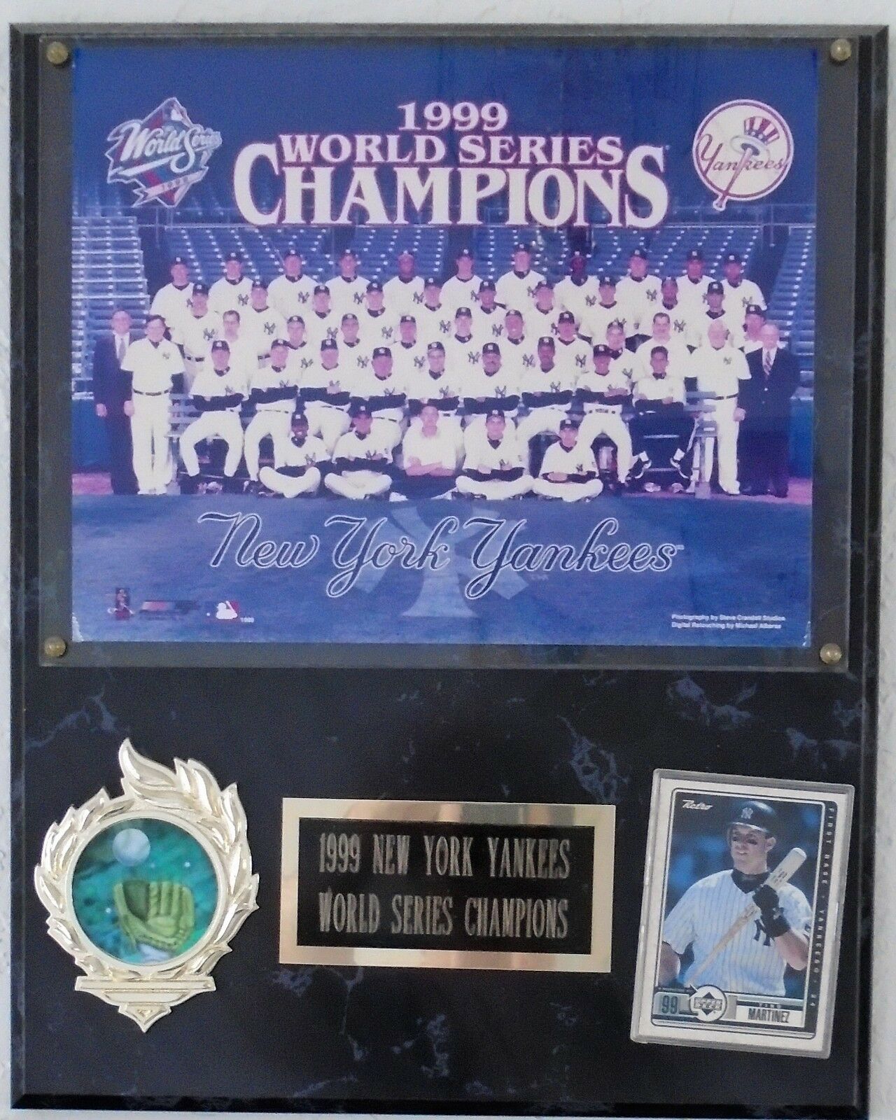 1999 Ny Yankees World Series Champions Team Photo Plaque With Tino Martinez Card