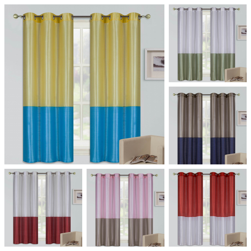 2pc Set Mix Match Color Grommet Panels Window Curtain Drape 63" 84" 95" 108"long