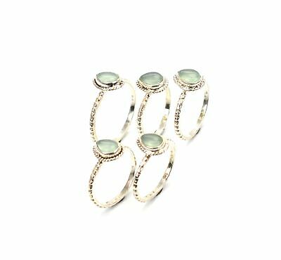 Wholesale 5pc 925 Solid Sterling Silver Aqua Chalcedony Ring Lot N009
