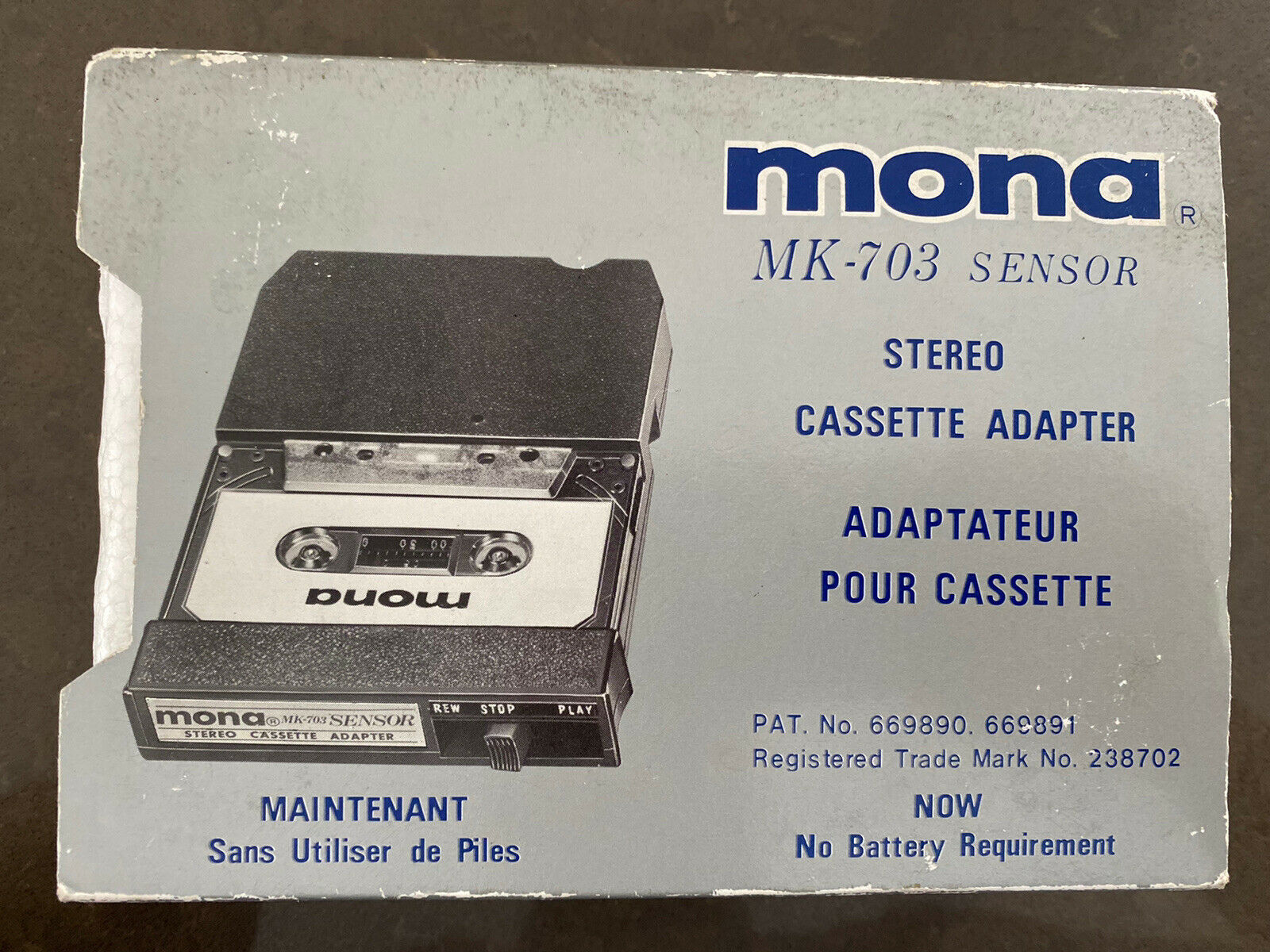 Mona Stereo 8 Track Cassette Stereo Adapter Mk-703 New Deadstock