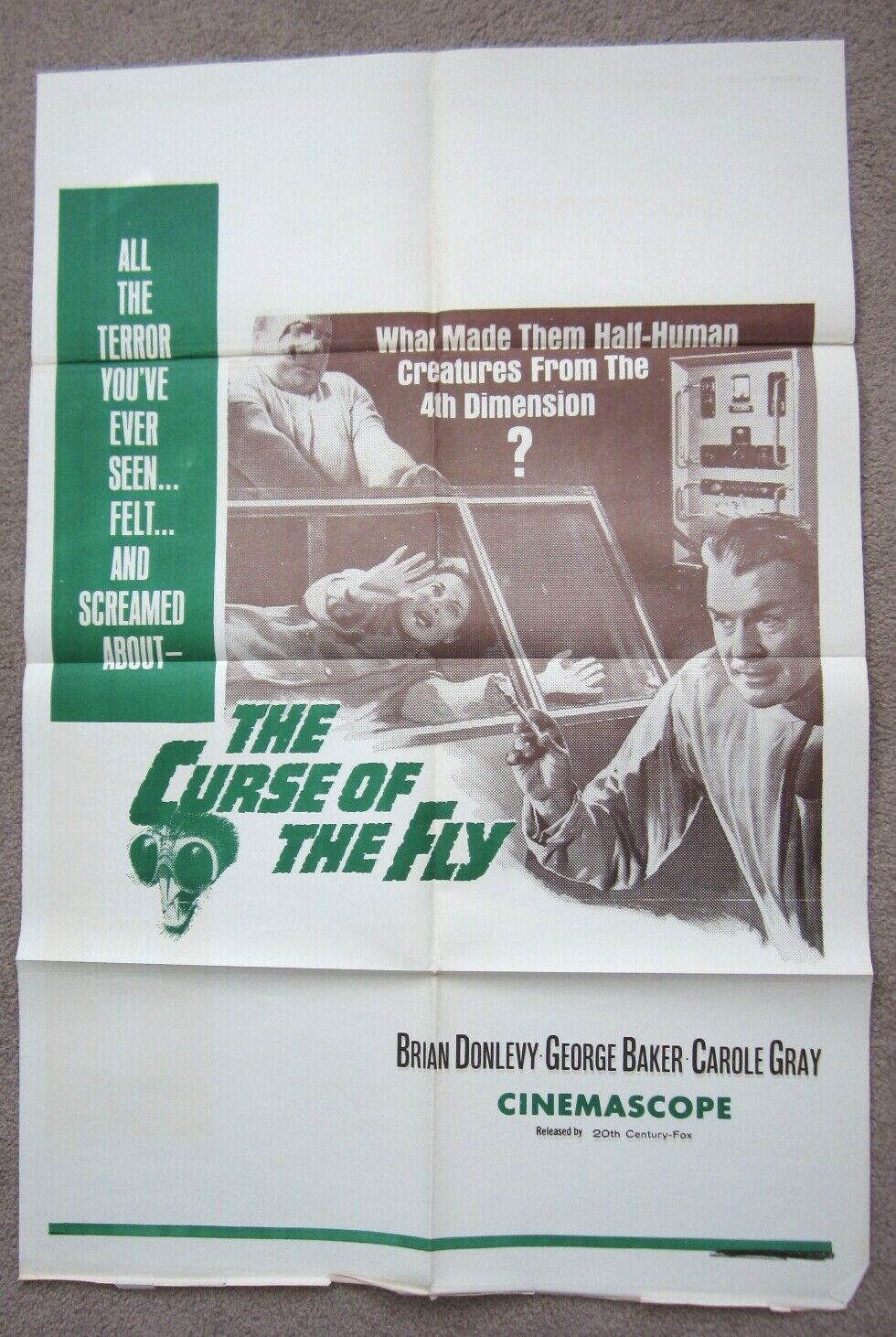 Curse Of The Fly - Brian Donlevy - Rare 1 Sheet