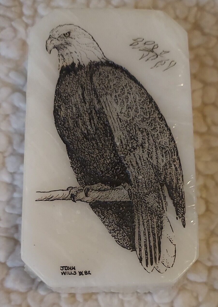 Eagle Etched On Marble 3in X 2in, Elegance In Marble Olivenhaven, 1982 Simple
