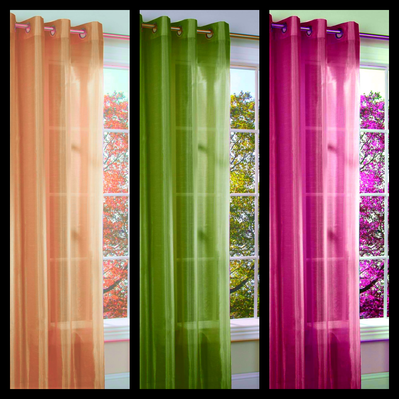 1 Panel Solid Semi-sheer Grommet Faux Silk Window Curtain Panel Decor Mira 84