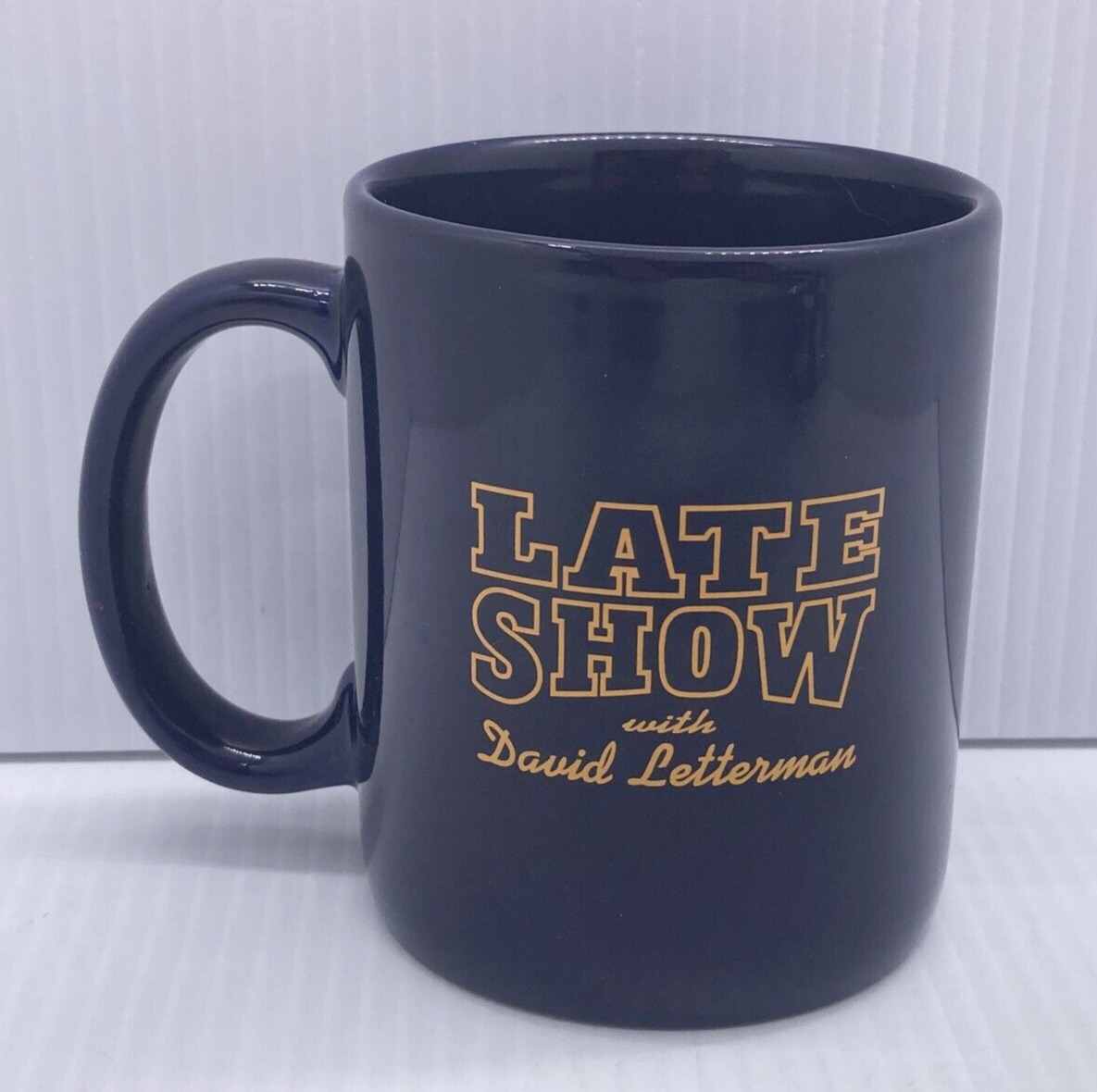 The Late Show With David Letterman Tv Show Coffee Cup Mug Cobalt Blue 2-sided