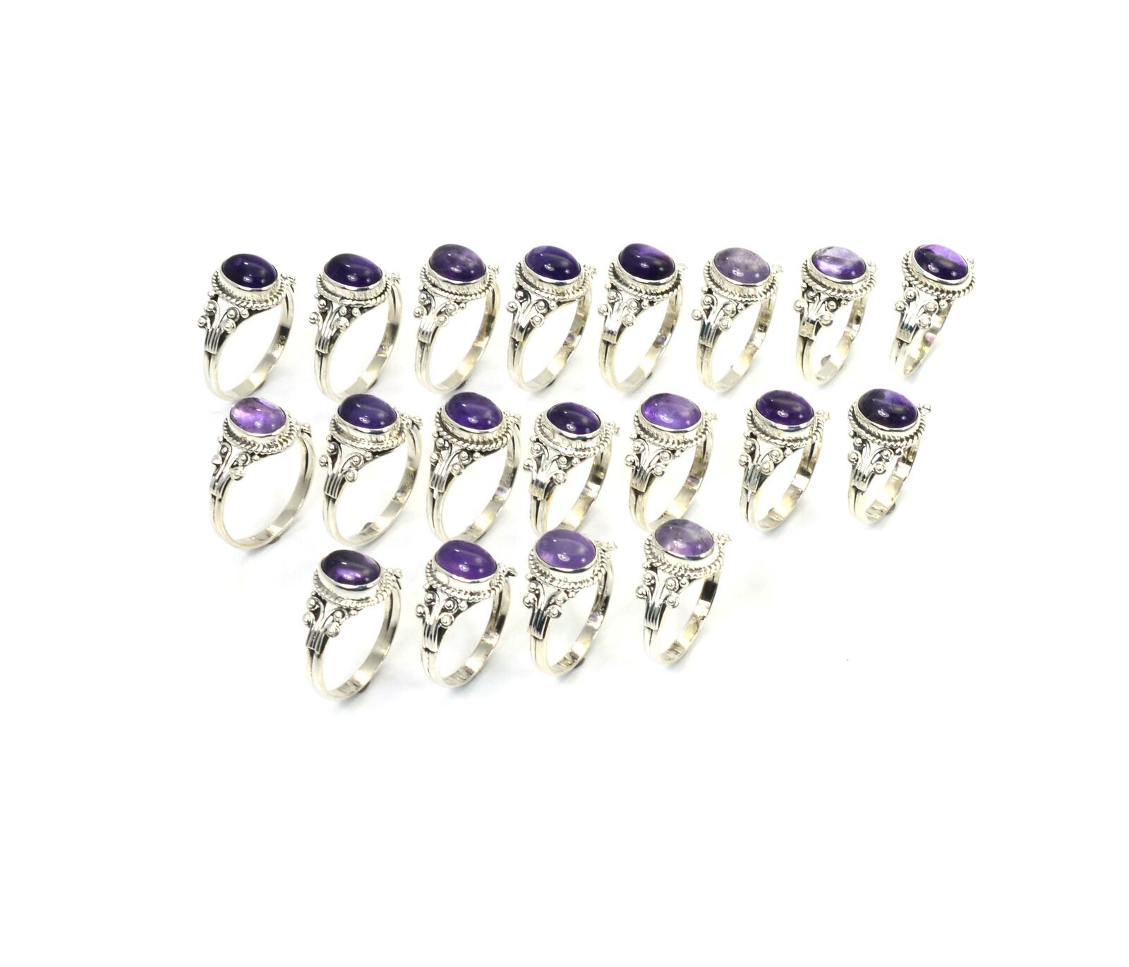 Wholesale 19pc 925 Solid Sterling Silver Purple Amethyst Ring Lot W316