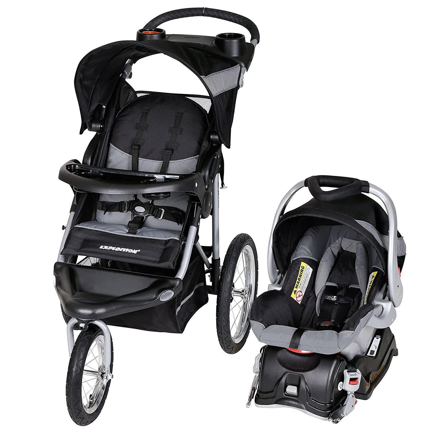 Baby Trend Expedition Jogger Stroller Travel System W/ Car Seat Millennium White