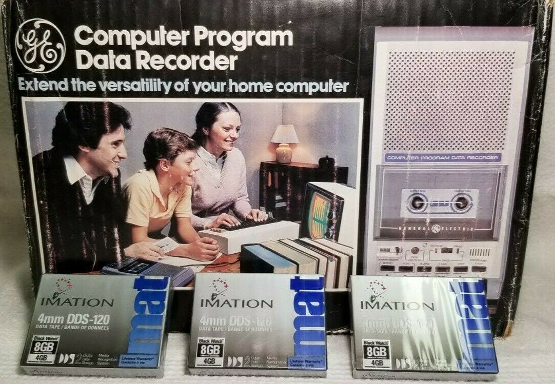 Ge Computer Program Data Recorder With Original Box & 3 New Imation Tapes