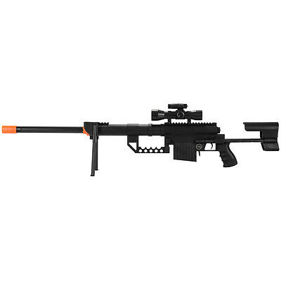 350 Fps Spring Airsoft Sniper Rifle Gun W/ 6mm Bb Bbs Laser Scope Sight Bipod