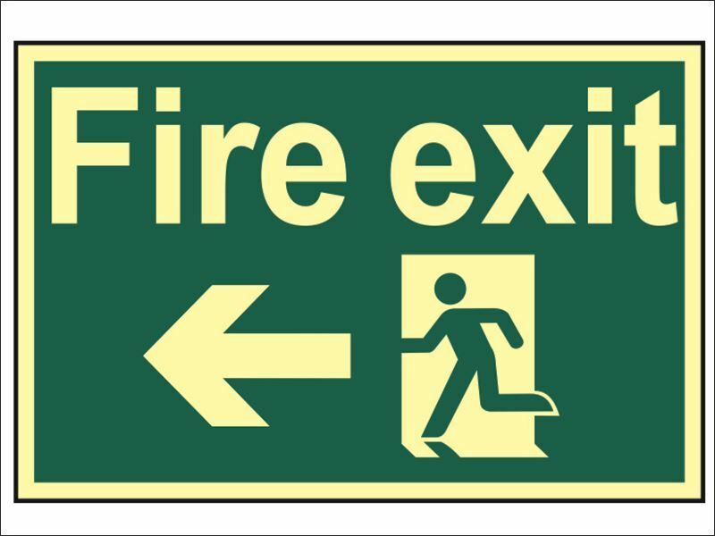 Scan - Fire Exit Running Man Arrow Left - Photoluminescent 300 X 200mm