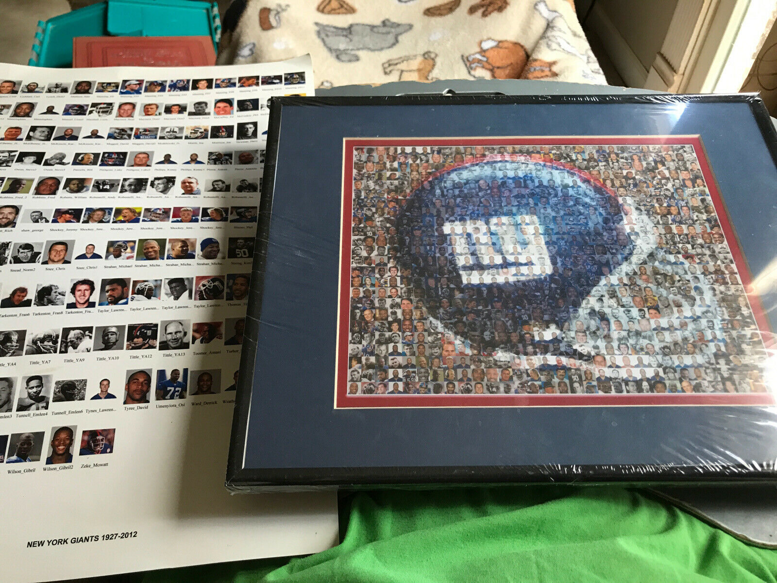 2012 Super Bowl Xlvi Champions Ny Giants Framed Picture And 1927 -2012 2 Sided