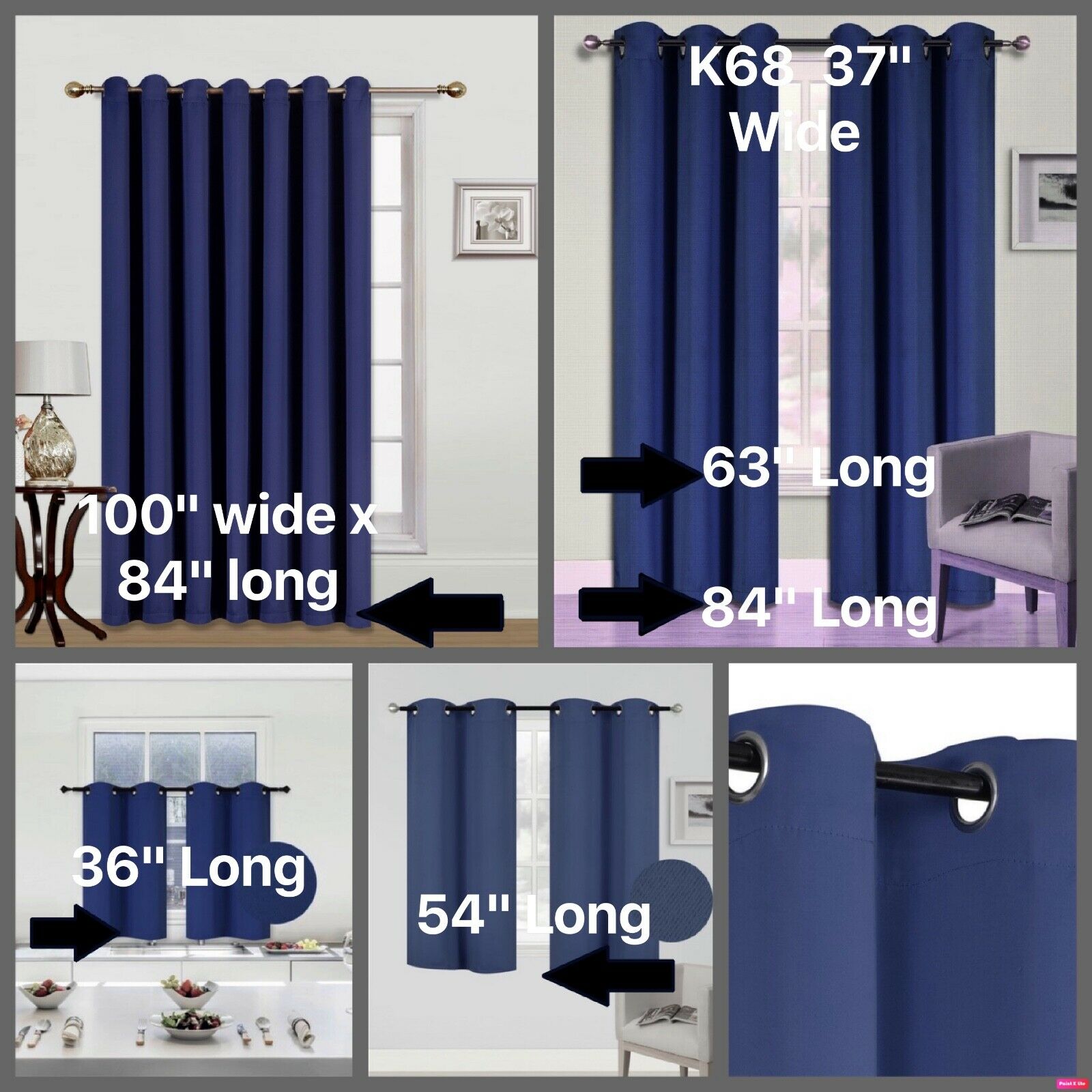 Insulated Thermal Opaque Velvet Blackout With Silver Grommet Window Curtain K68
