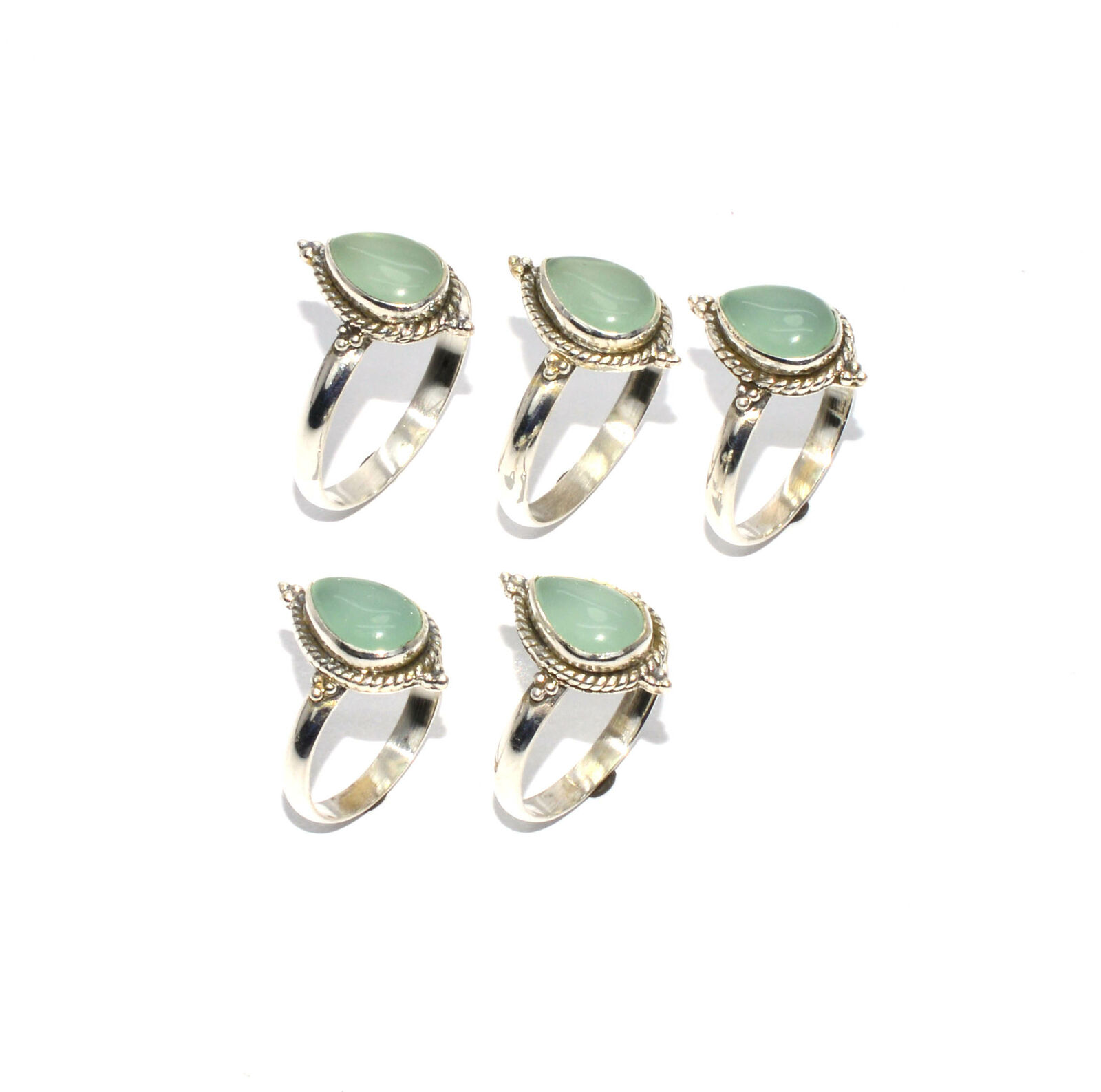 Wholesale 5pc 925 Solid Sterling Silver Aqua Chalcedony Ring Lot Z663