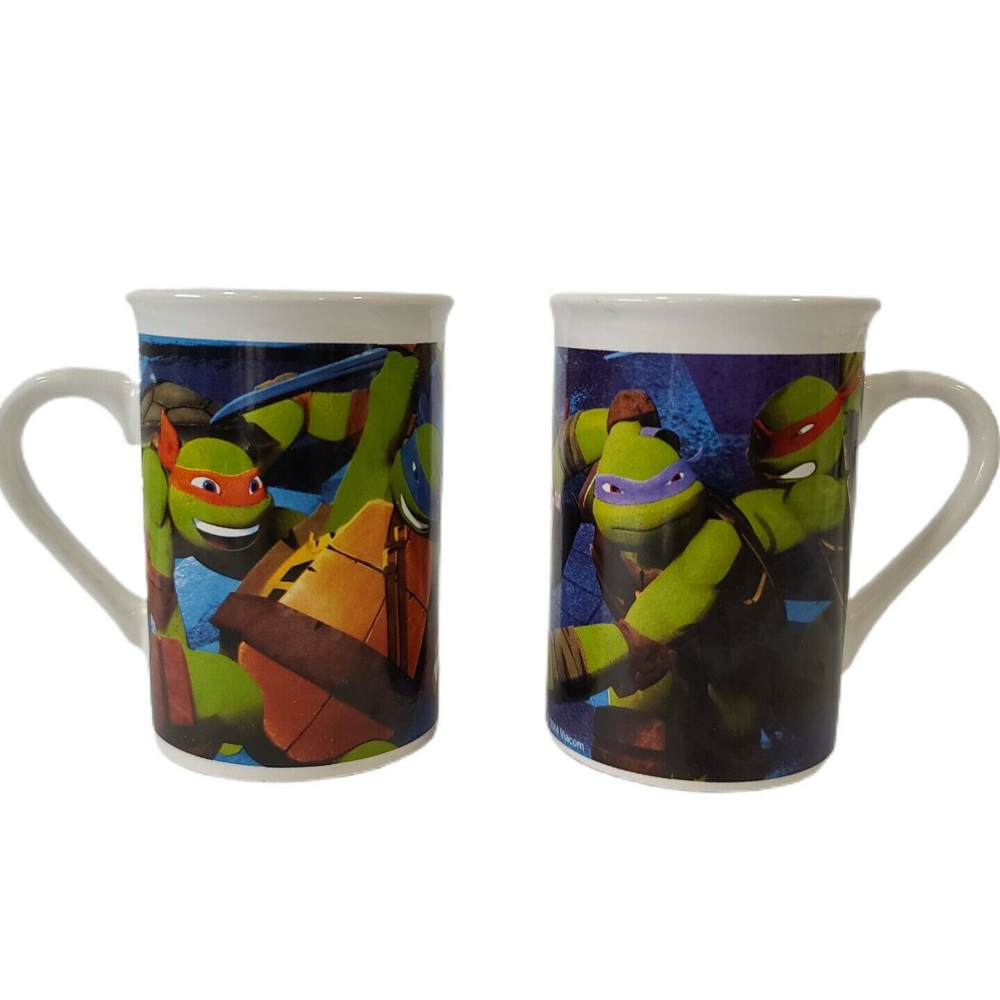 Set Of 2 Teenage Mutant Ninja Turtles 2014 Viacom Coffee Tea Cocoa Mugs