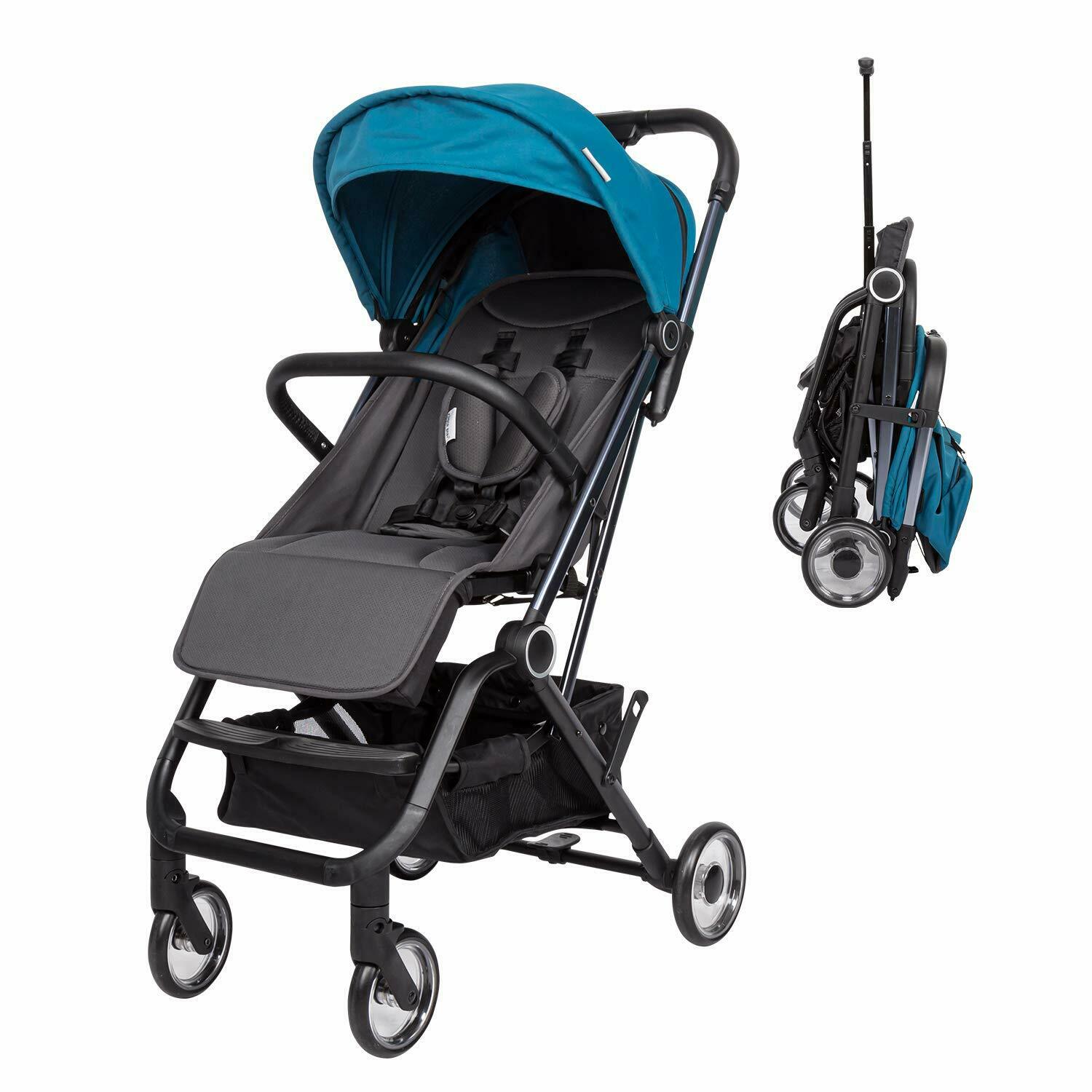 Infant Foldable Stroller Travel Carriage Toddler Pushchair Safety W/stroage Blue