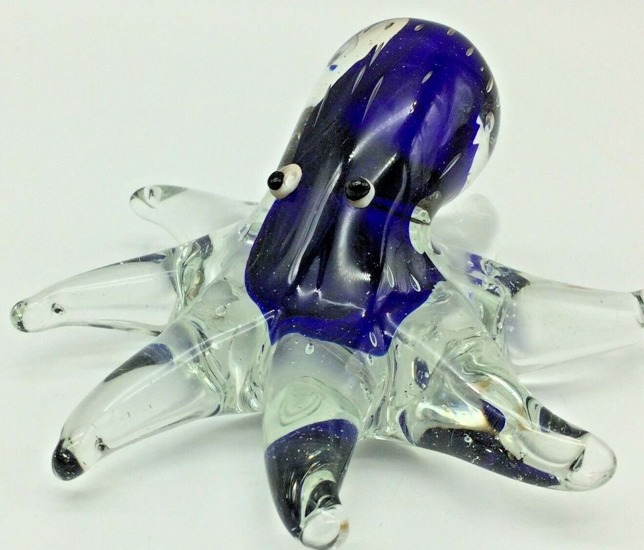 Art Glass Hand Blown Glass Squid / Octopus Cobalt Blue Figurine