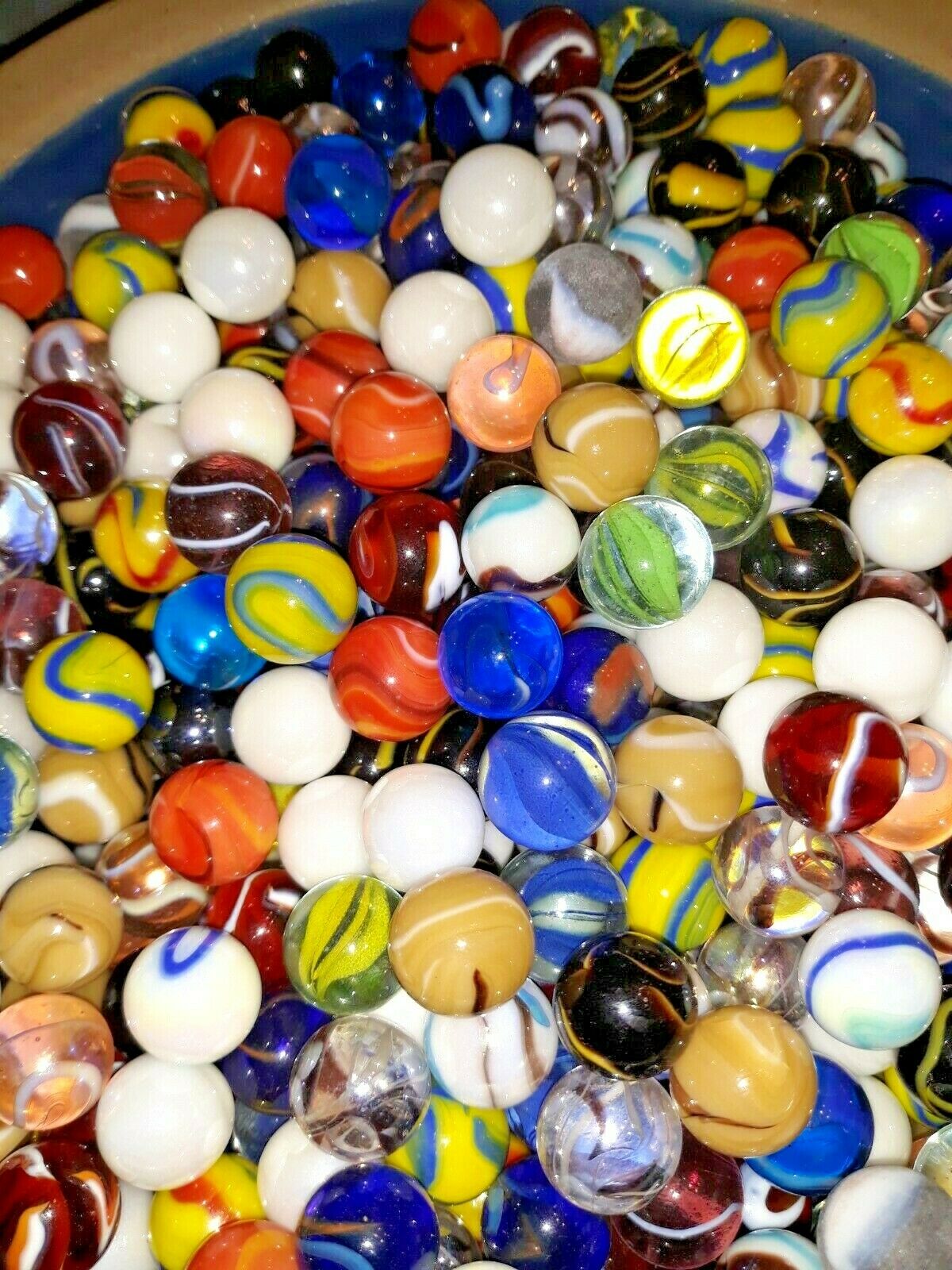 Mixed 50 Lot Assorted Old Vintage New Modern Colorful Glass Marbles Great Mix
