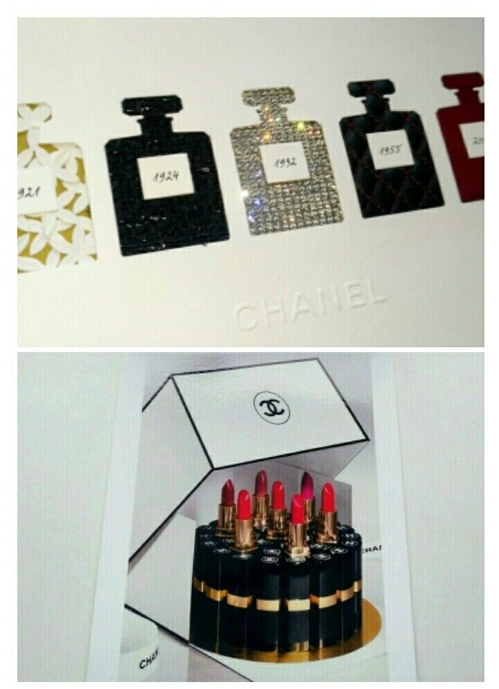 Chanel Beaute Vip Set 2x Postcard W/ Image Parfum N°5 Bottle & Lipstick~ New