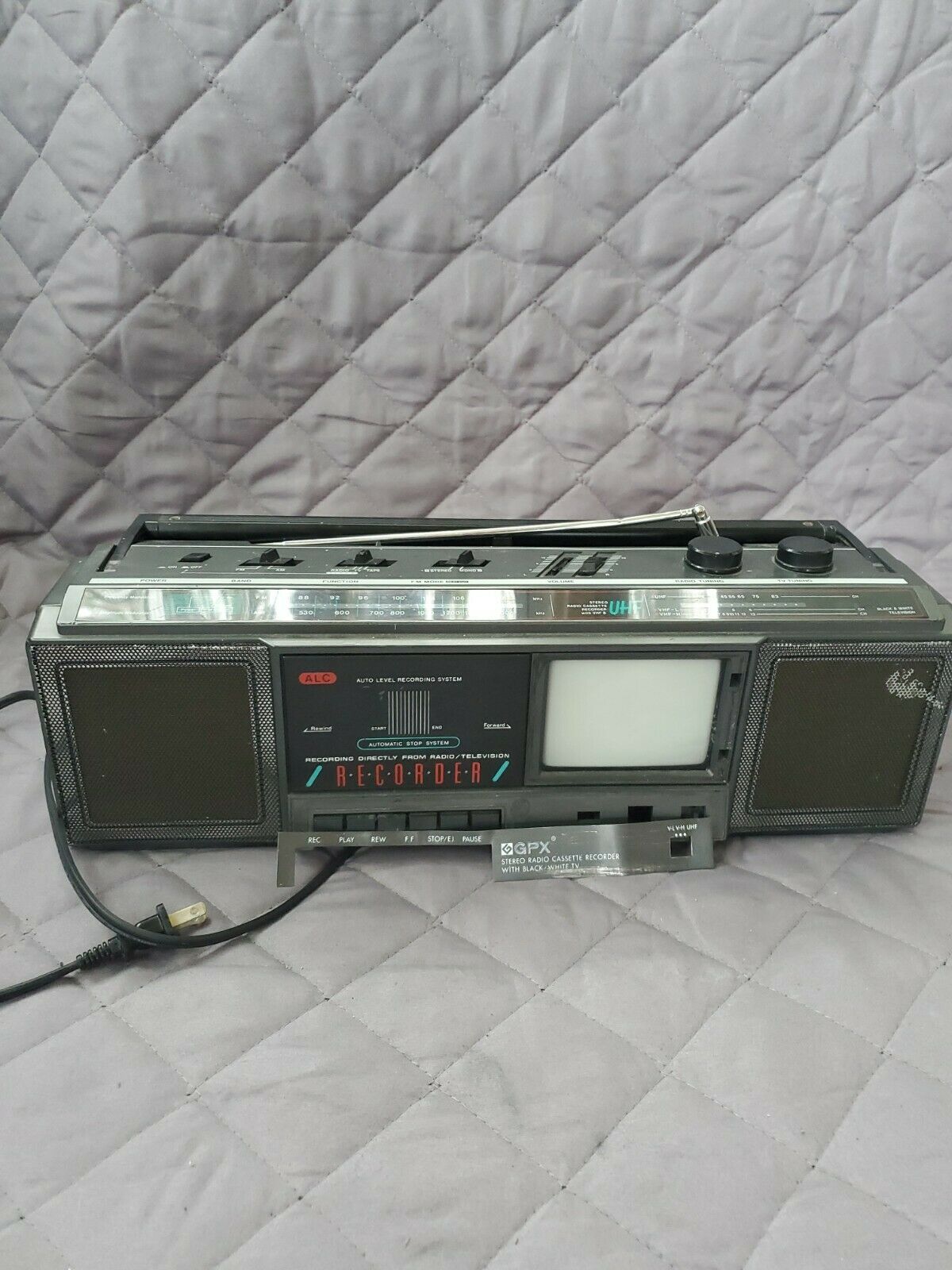 Vintage 1989 Gpx Model Tvp-10 Boombox Radio Tv/am/fm/cassette Tape Tested Works!