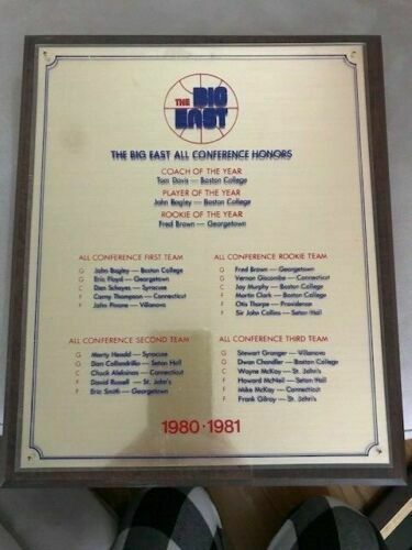 Big East Basketball 1980-1981 All Conference Honors Award      Awesome+very Rare