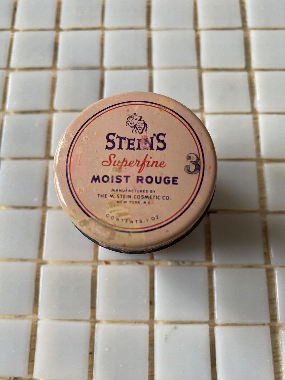Vintage Jar Steins Creme Rouge Blush Makeup Cosmetic  1950s 1960s