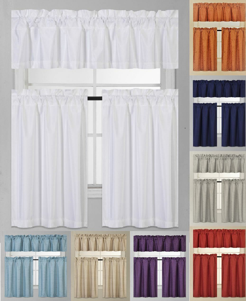 1 Set Thermal Insulated Foam Lined Blackout Kitchen Window Curtain Treatment K3