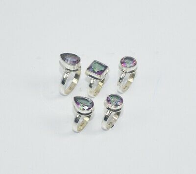 Wholesale 5pc 925 Solid Sterling Silver Mystic Topaz Big Ring Lot Gtc050 S494