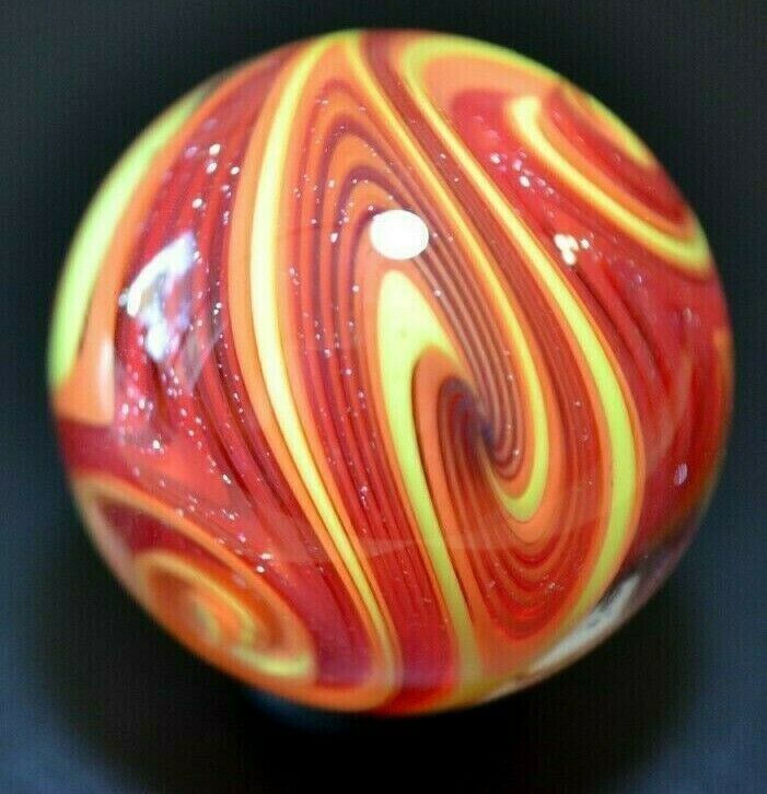Eddie Seese Glass Marble/1.454"-dichroic Fireball Tetrisphere-crazy Bright/fast