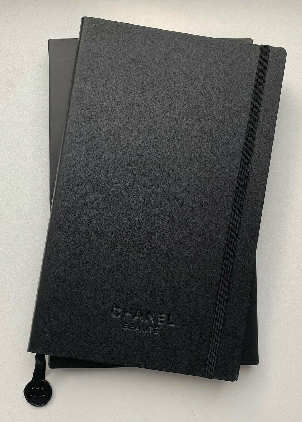 Chanel Notebook With Bookmark Logo Black Gold Rare Bnib