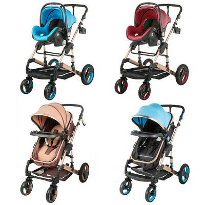 Baby Stroller 3 In 1 Newborn Foldable Pushchair High Landscape Pram Car Seat